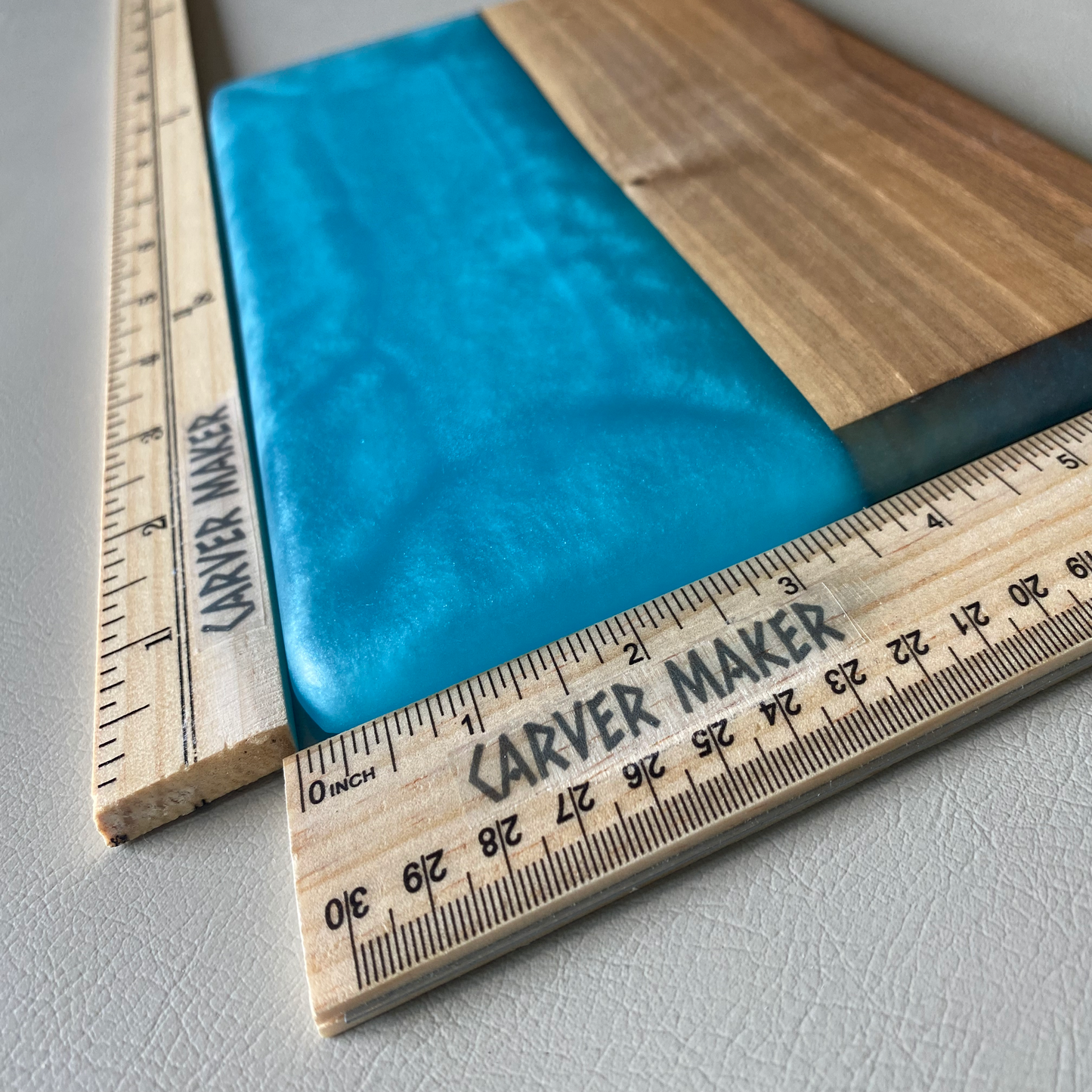 Walnut with Light Blue Resin Serving Board