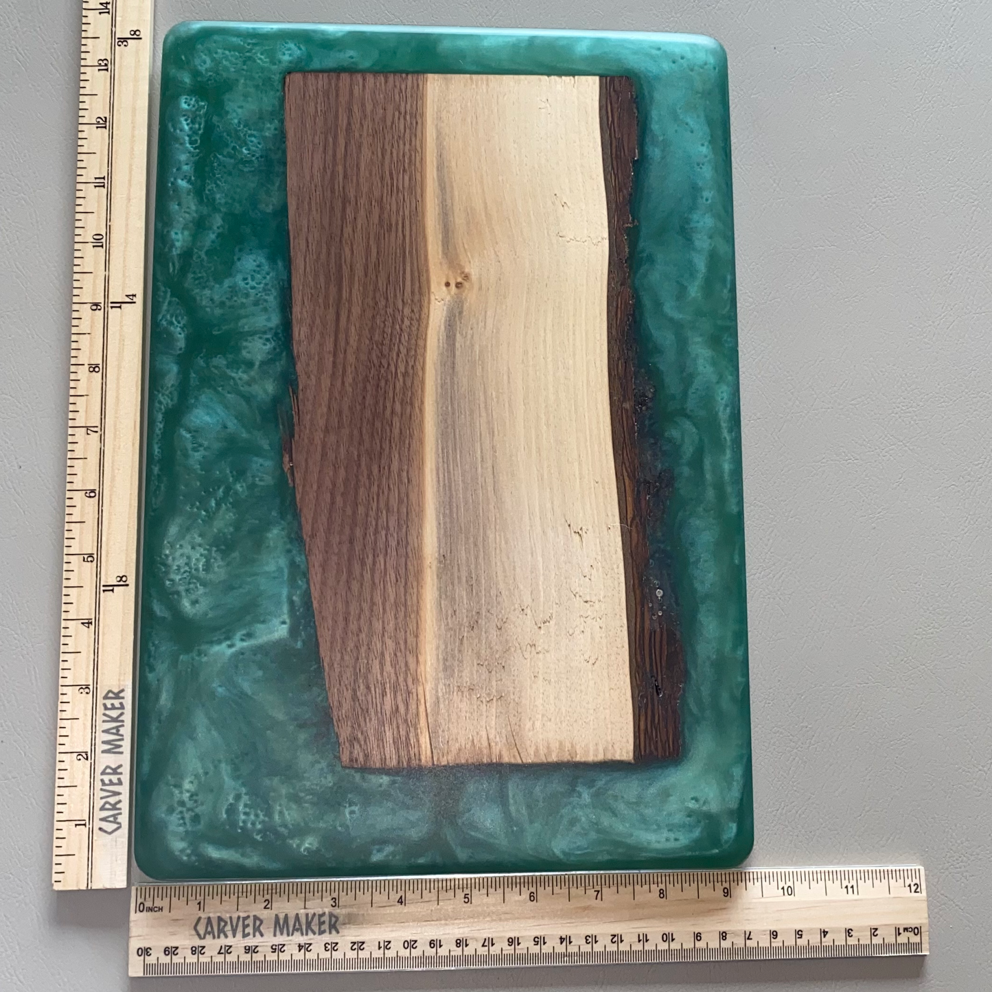 Walnut in Green Resin Serving Board