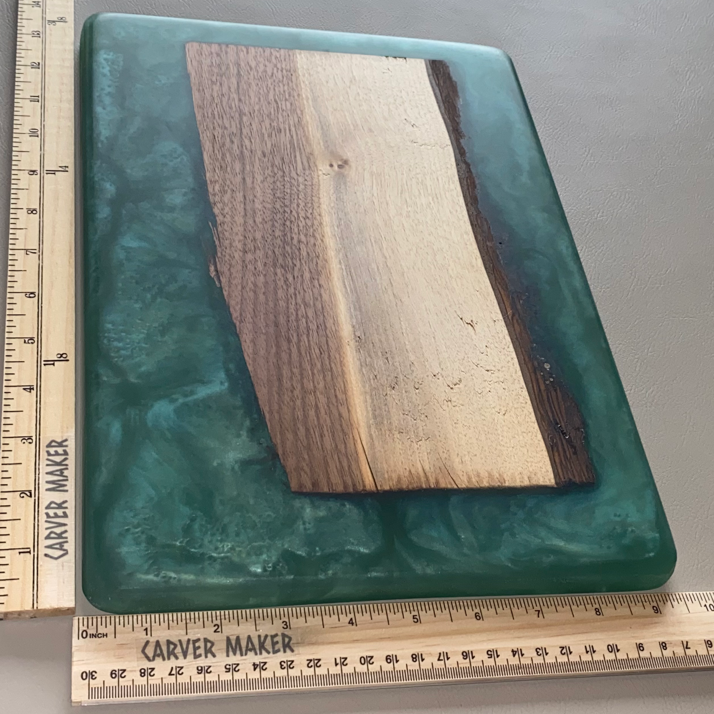 Walnut in Green Resin Serving Board