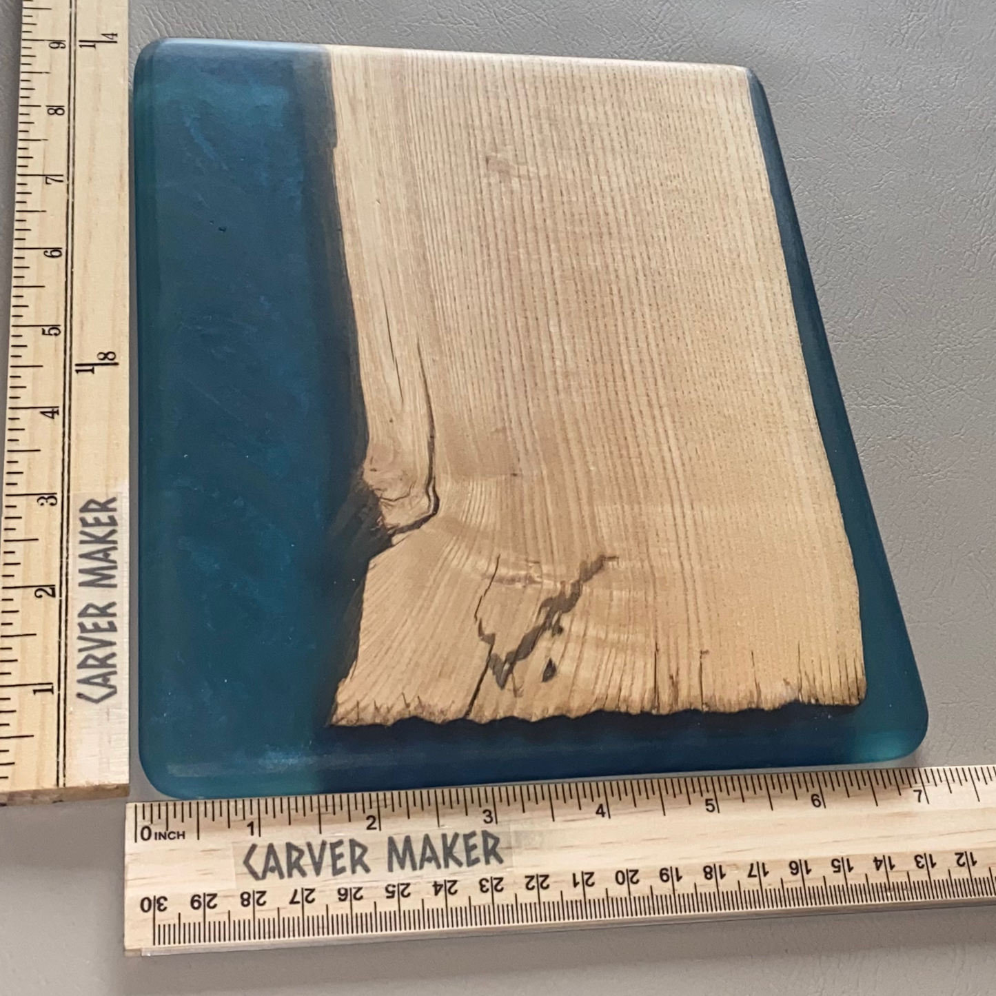 Ash Wood and Blue Resin Butter Board