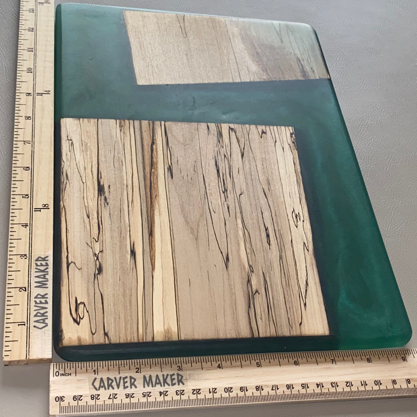 Ambrosia Maple in Green Resin Serving Board