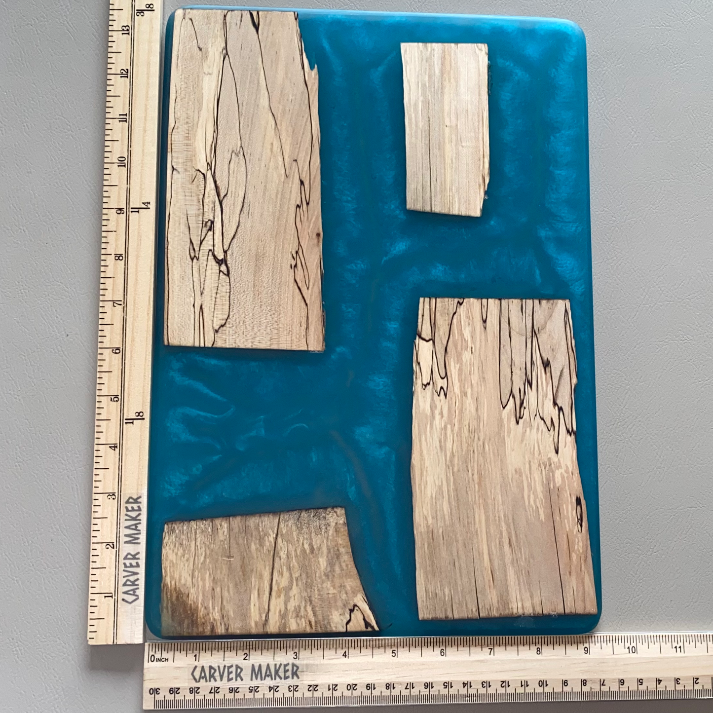 Ambrosia Maple in Blue Resin Serving Board