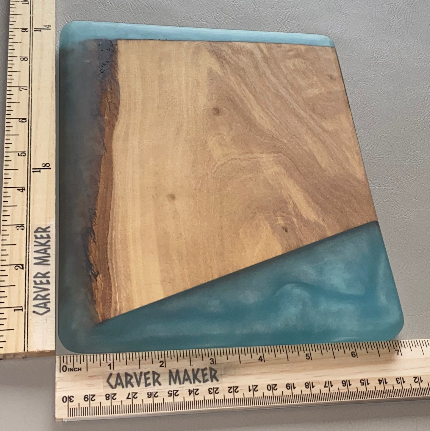 Olive Wood and Turquoise Resin Butter Board