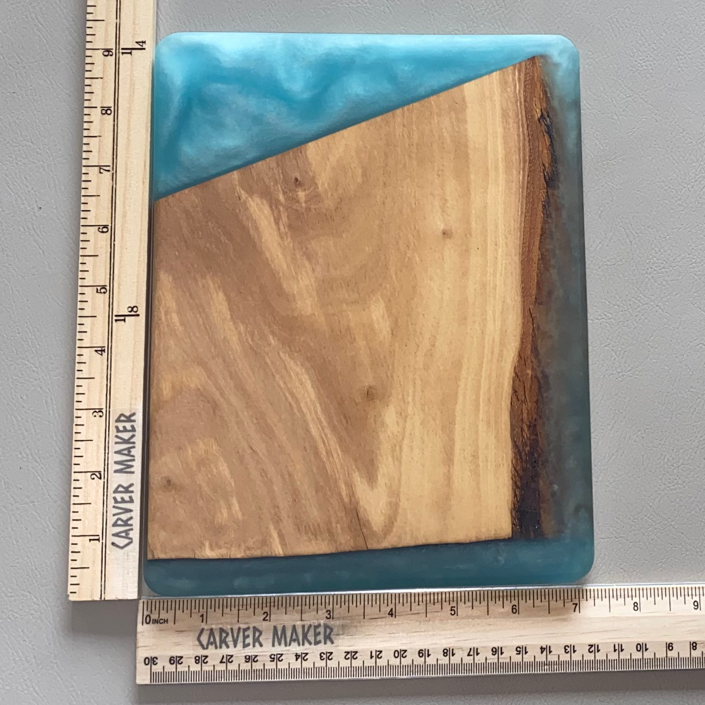 Olive Wood and Turquoise Resin Butter Board