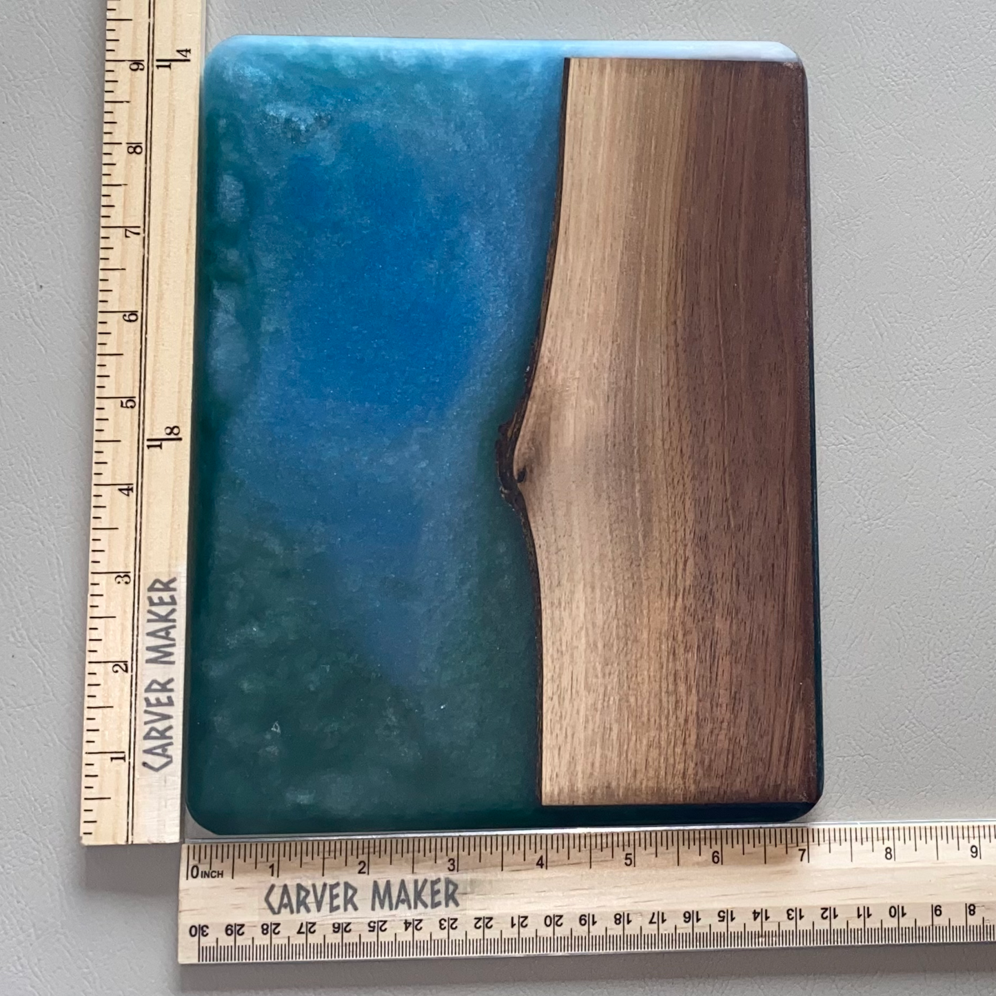 Walnut with Blue & Green Resin Butter Board