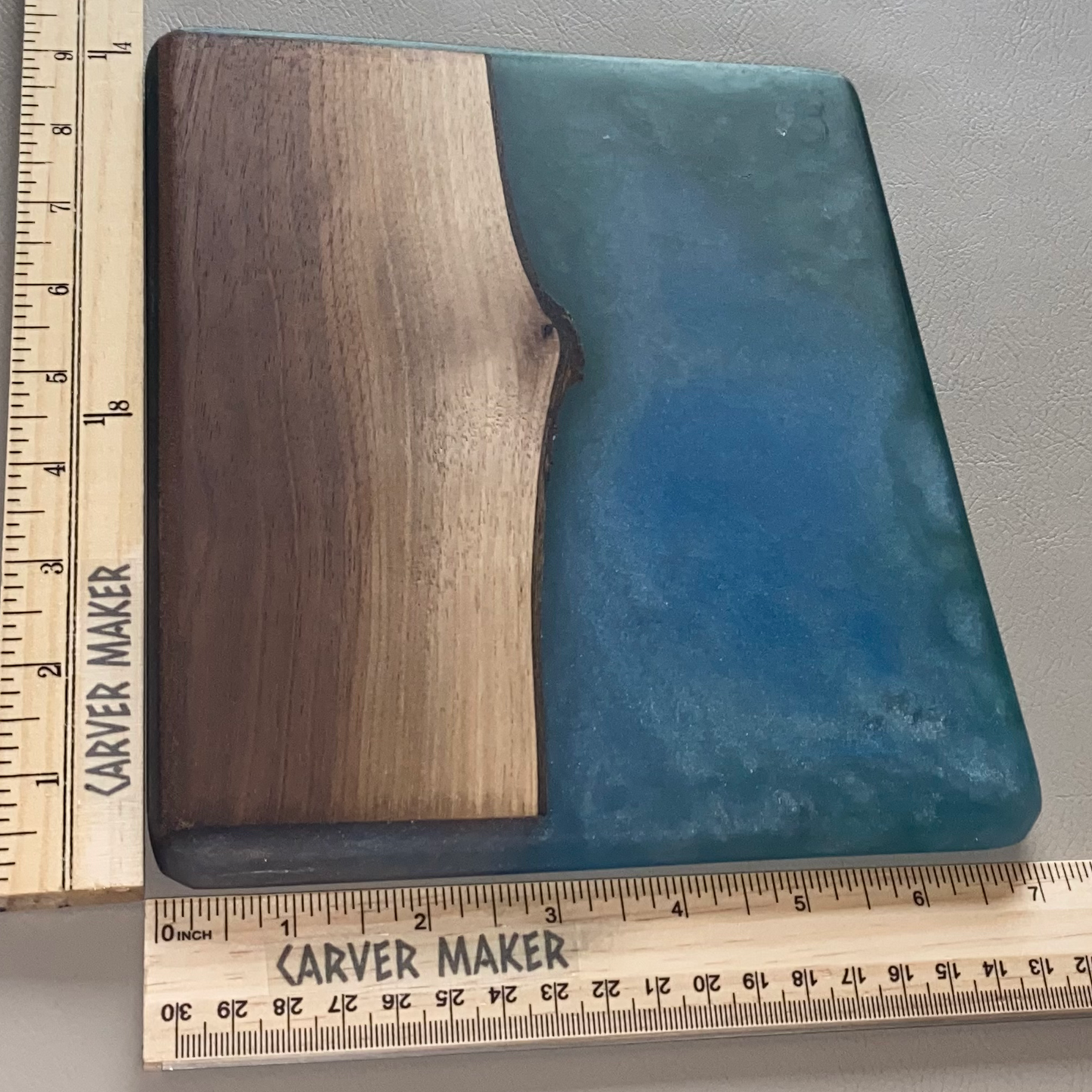 Walnut with Blue & Green Resin Butter Board