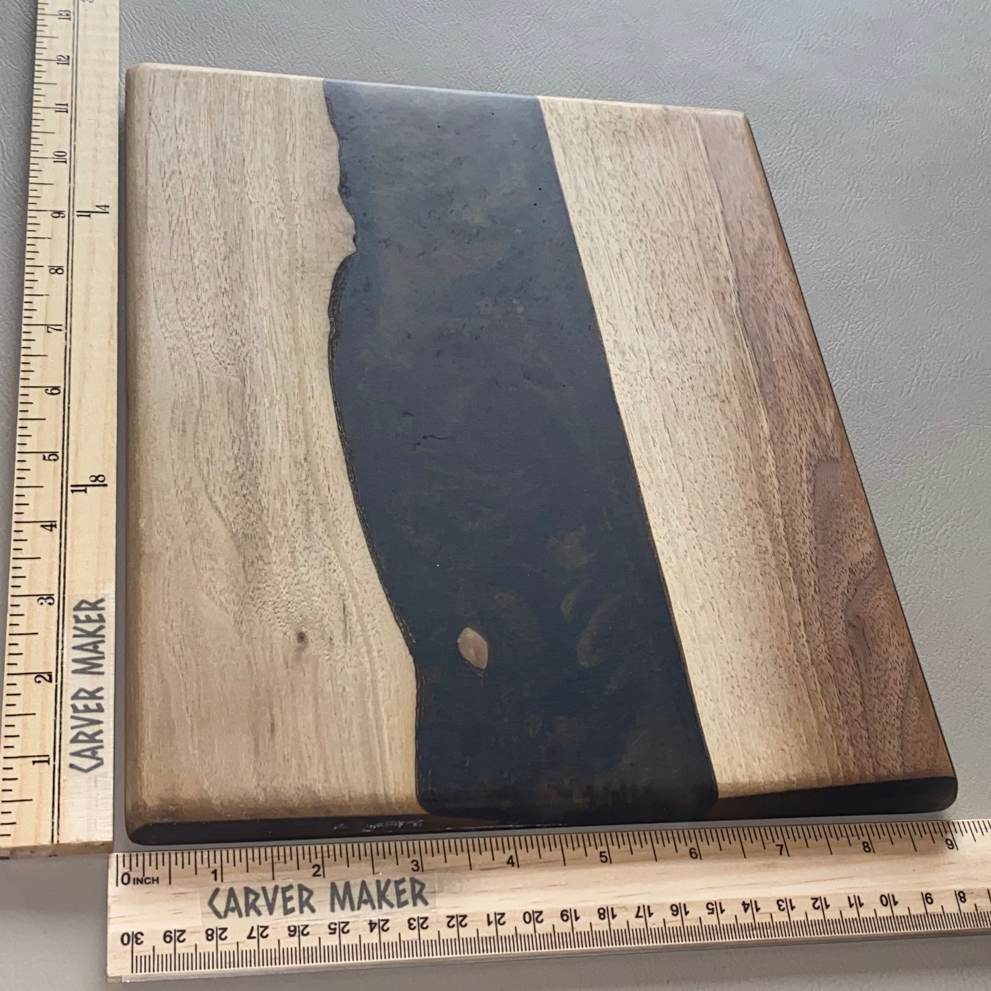 Walnut in Gold and Copper Resin River Serving Board