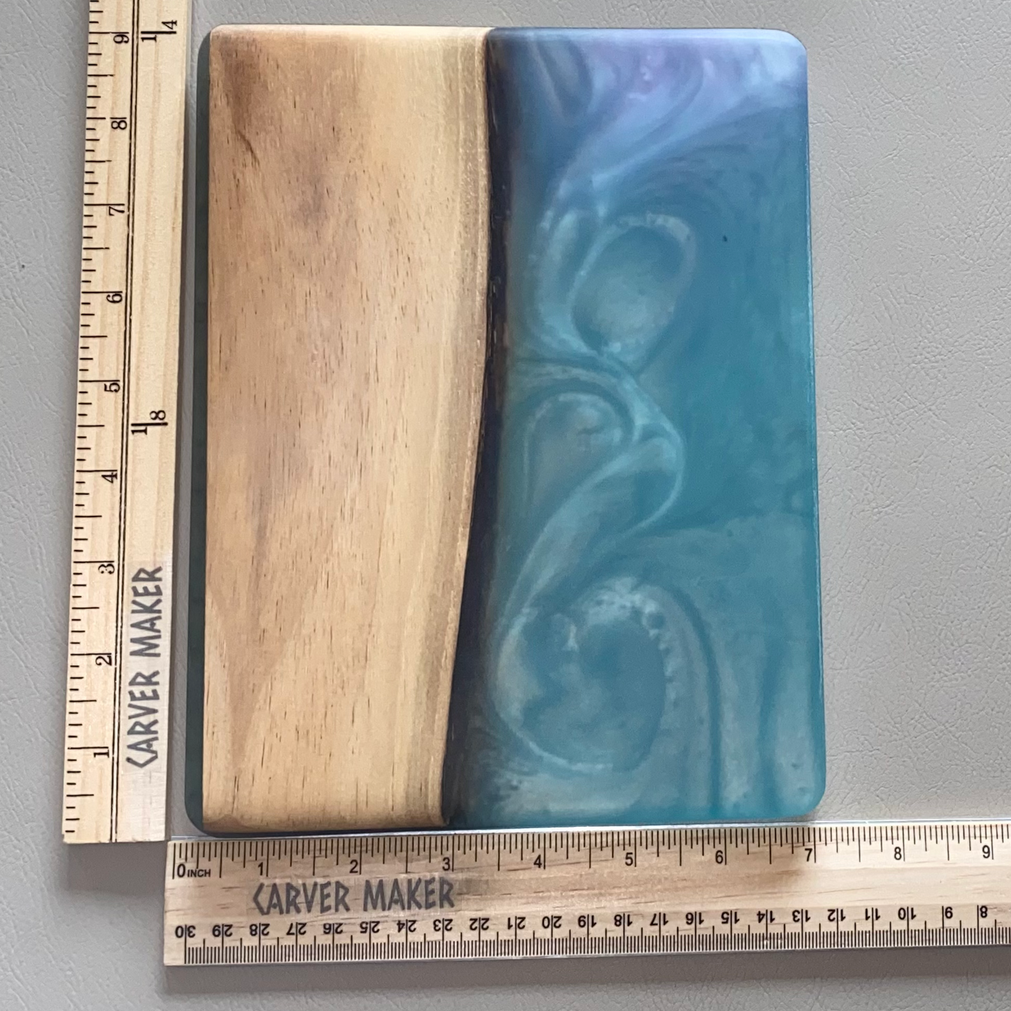 Walnut with Light-Blue Resin Sandwich Board