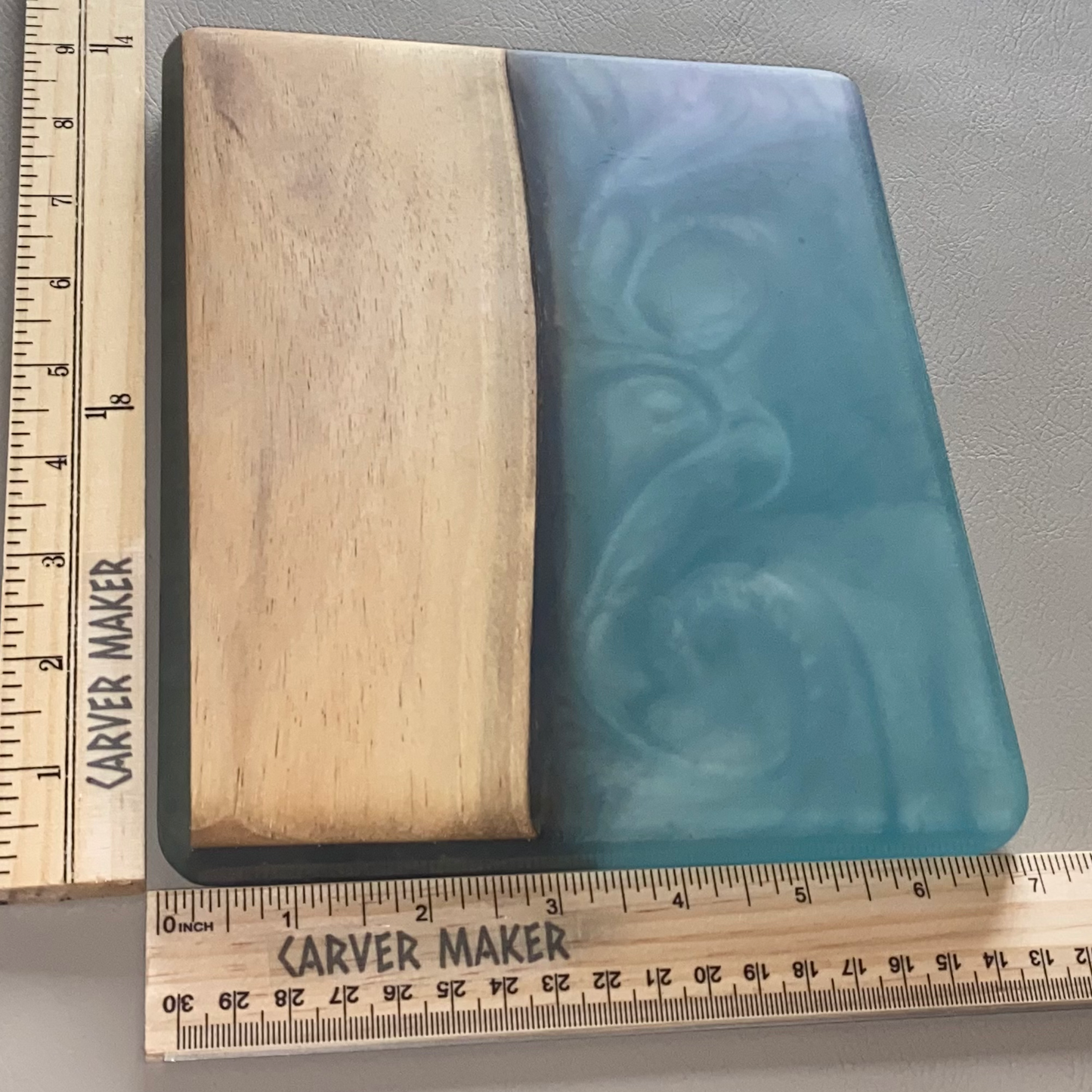 Walnut with Light-Blue Resin Sandwich Board