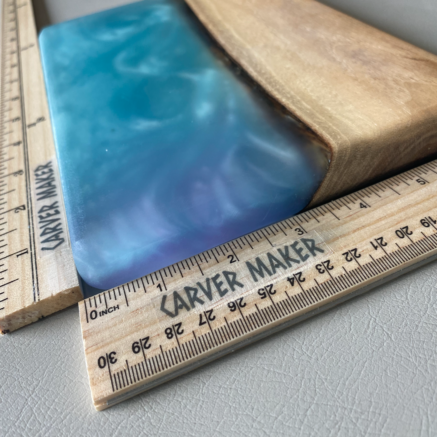 Walnut with Light-Blue Resin Sandwich Board