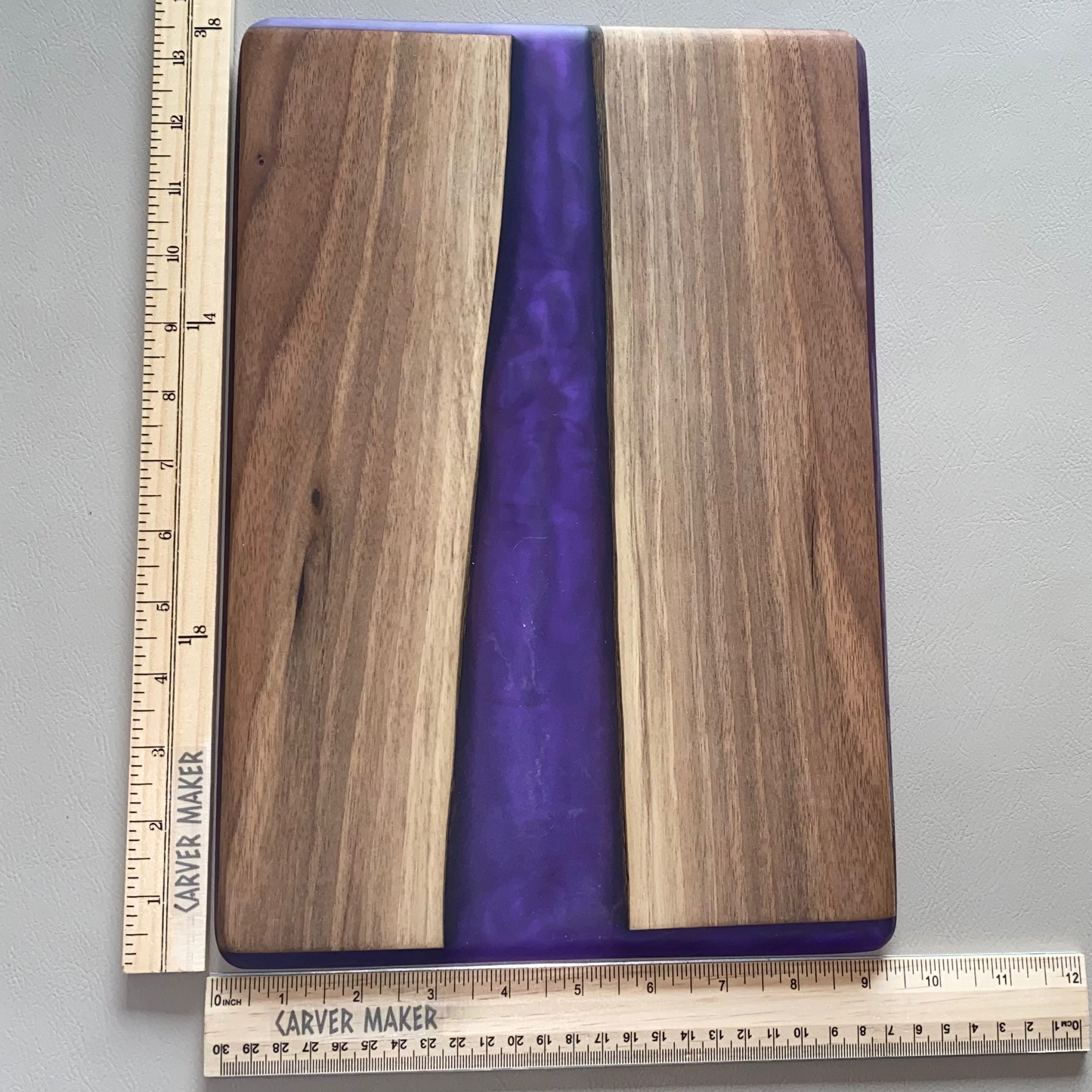 Walnut with Purple Resin River Serving Board