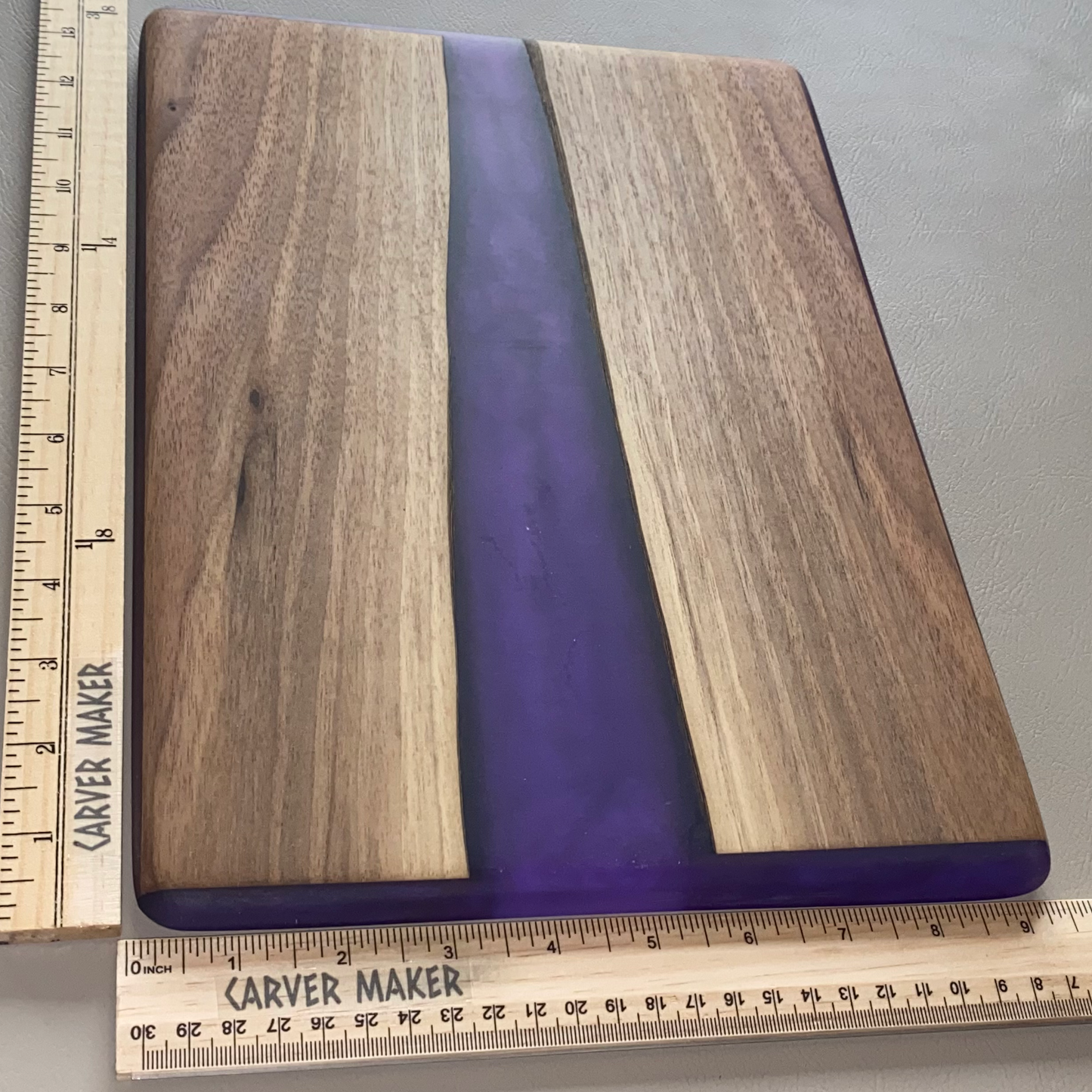 Walnut with Purple Resin River Serving Board