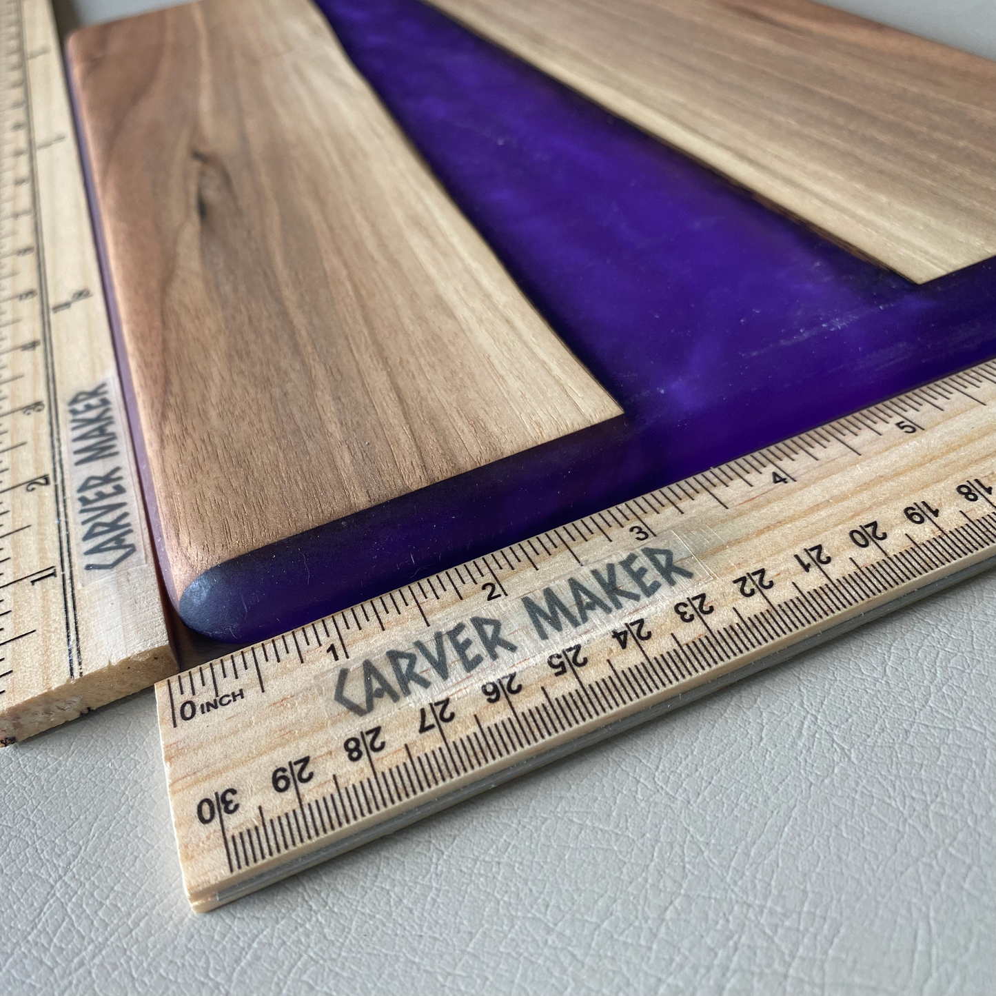 Walnut with Purple Resin River Serving Board