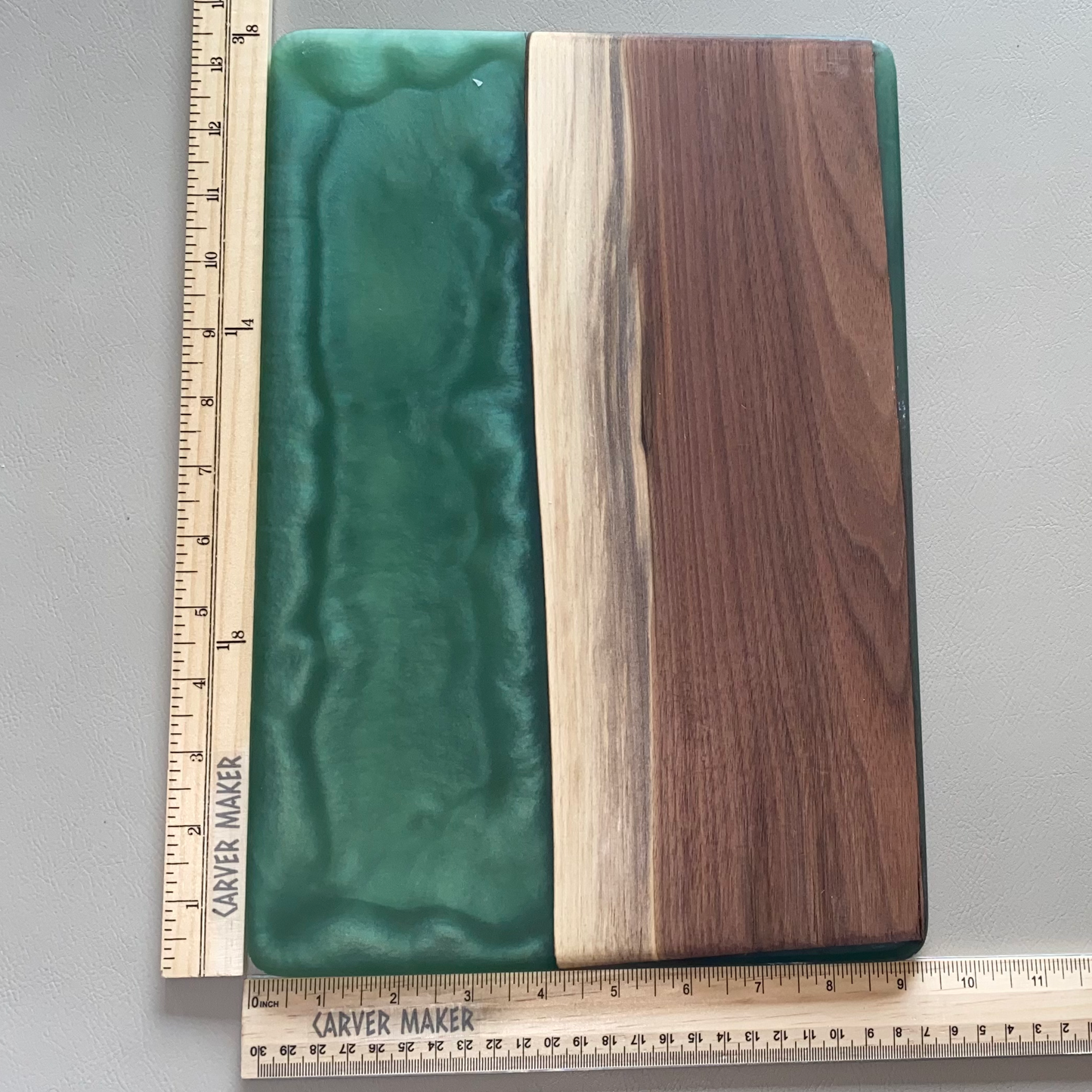 Walnut with Green Resin Serving Board