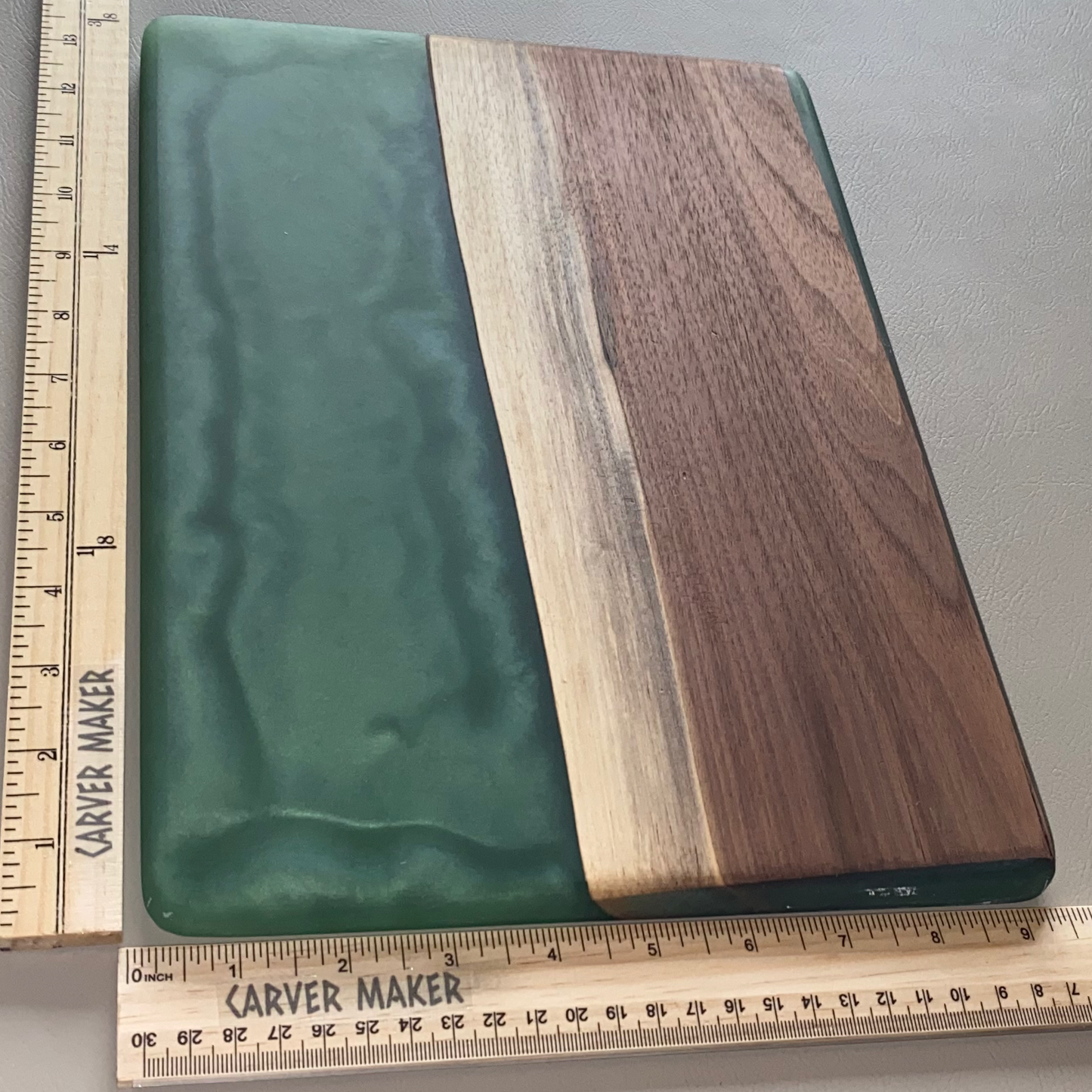 Walnut with Green Resin Serving Board