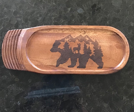 Bear in Mountains on Single Handle Tray