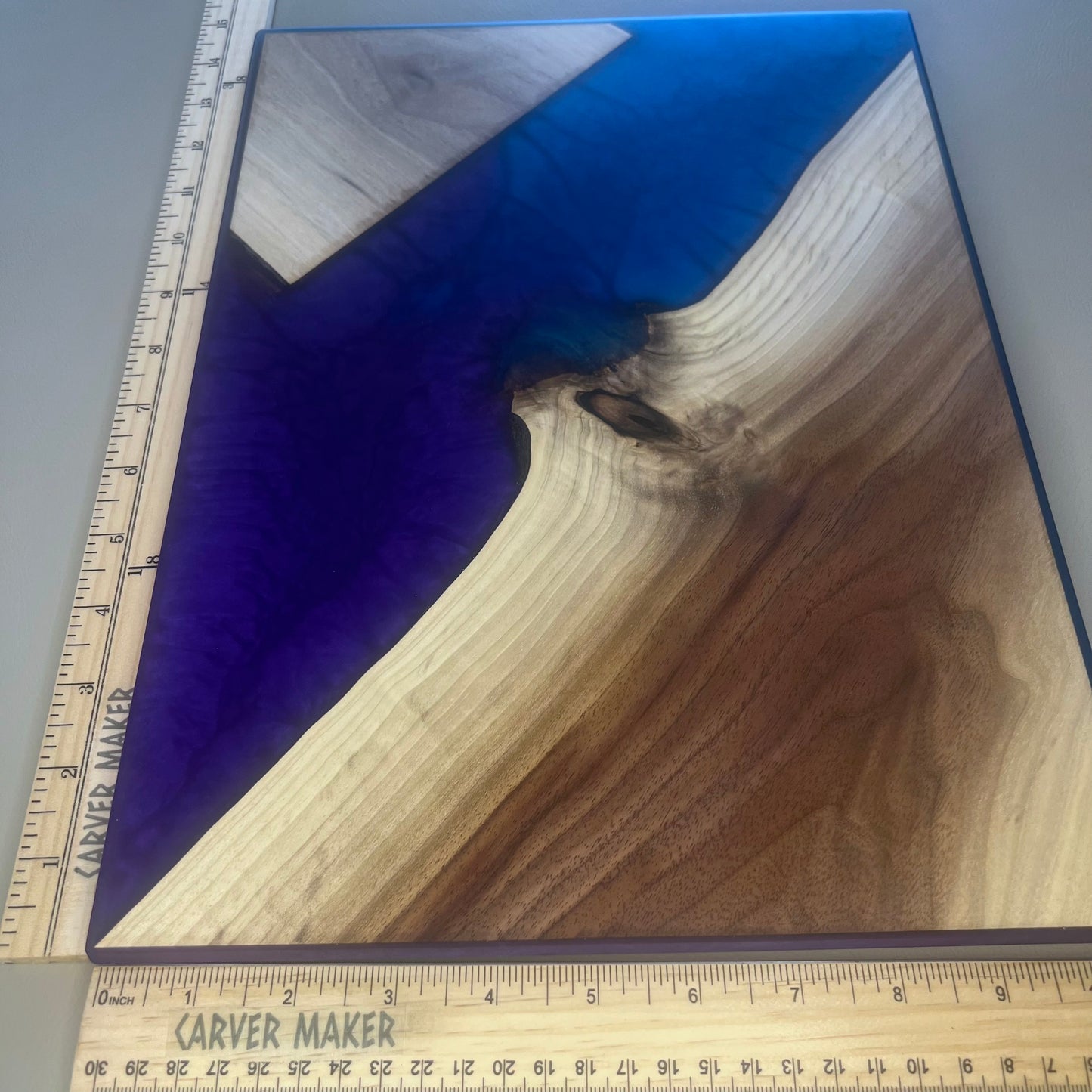 Walnut with Purple and Blue Resin Serving Board
