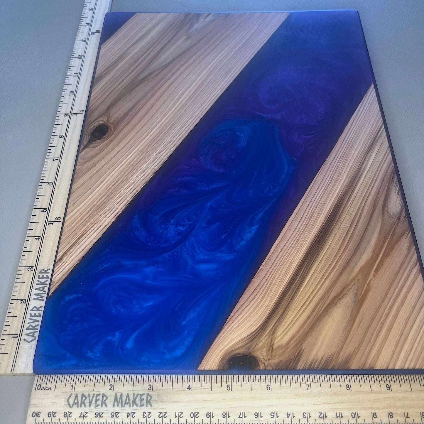 Hard Cedar with Purple & Blue Resin Serving Board