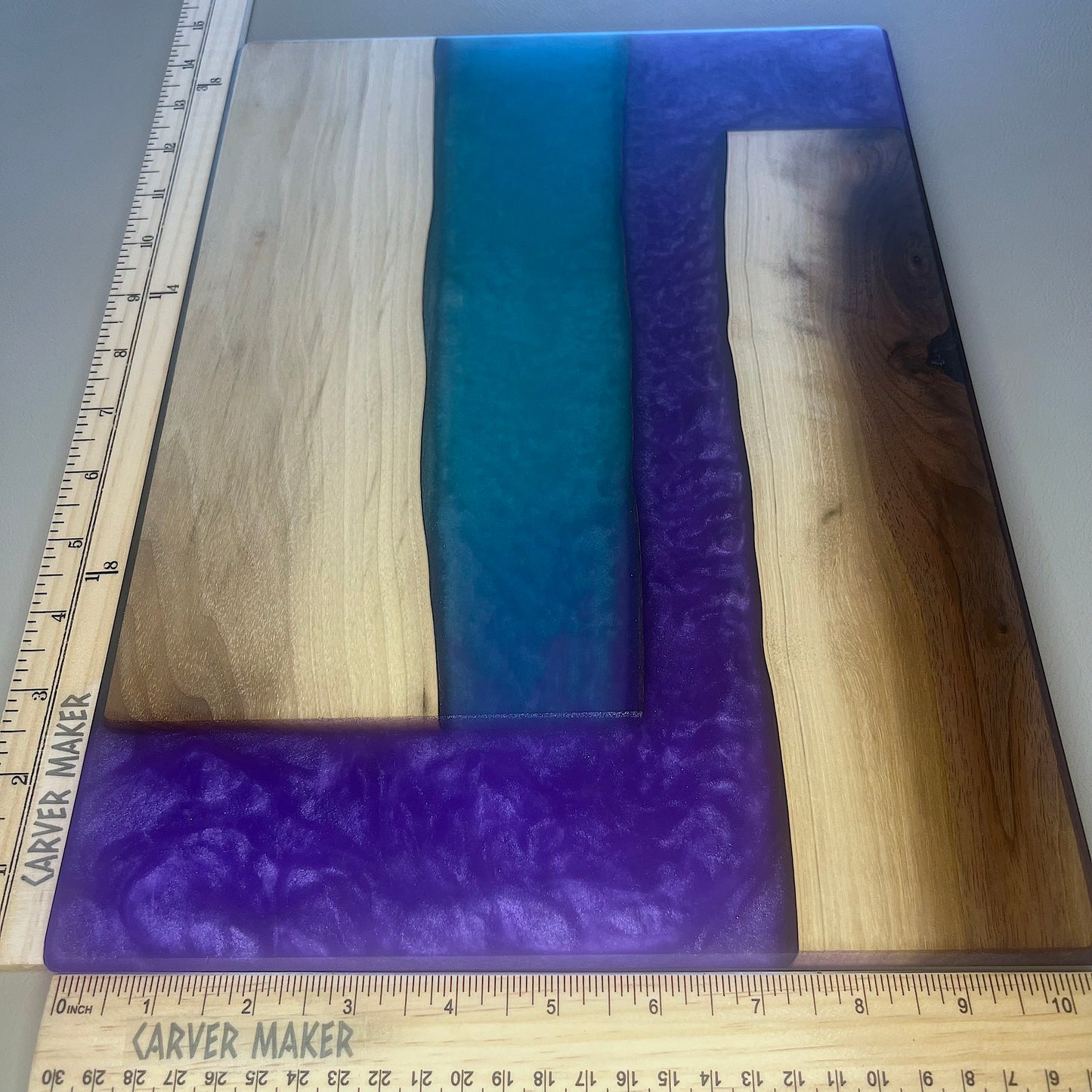 Walnut with Purple and Blue Resin Serving Board