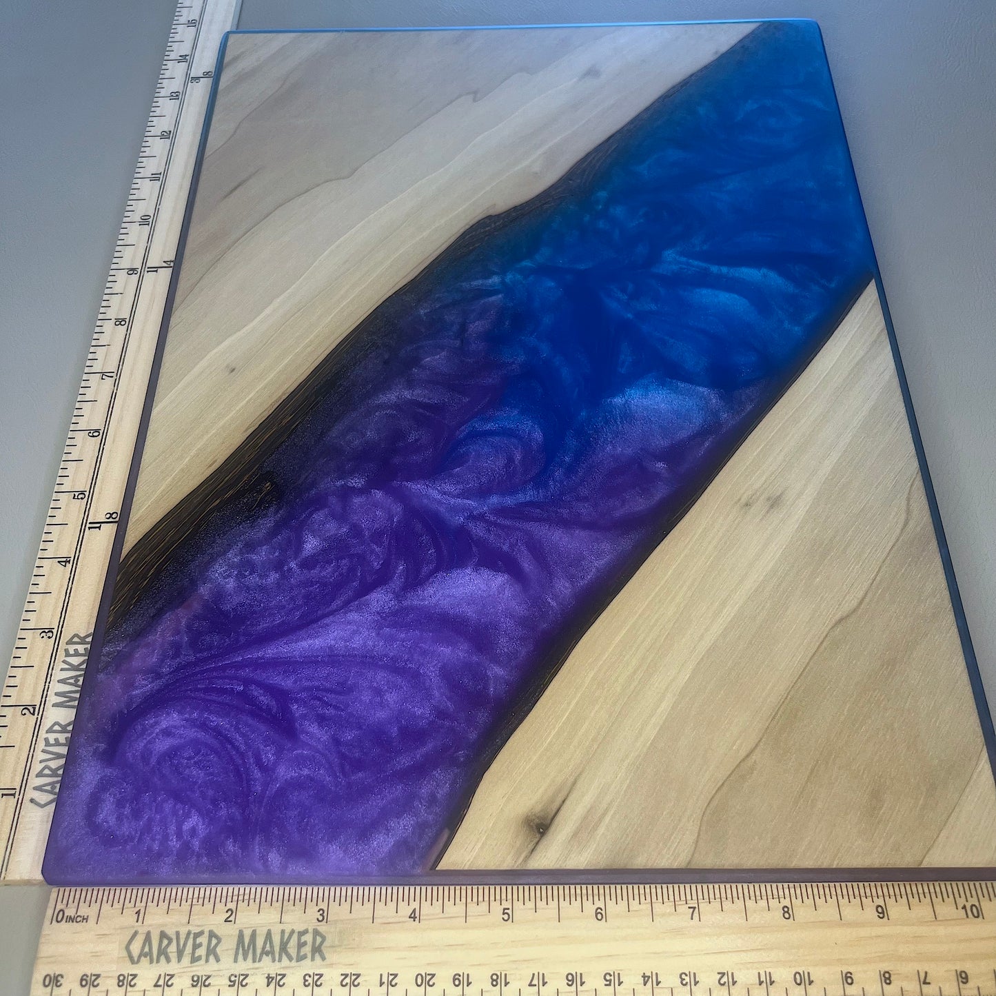 Walnut with Blue and Purple Resin Serving Board