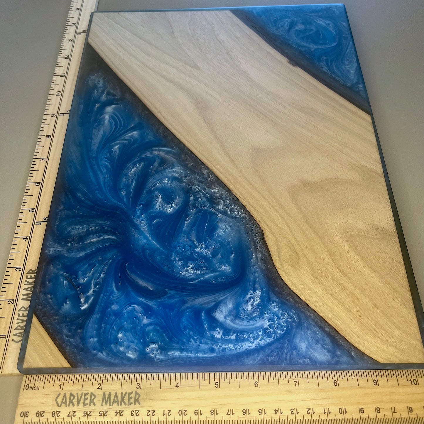 Walnut with Blue Resin Serving Board