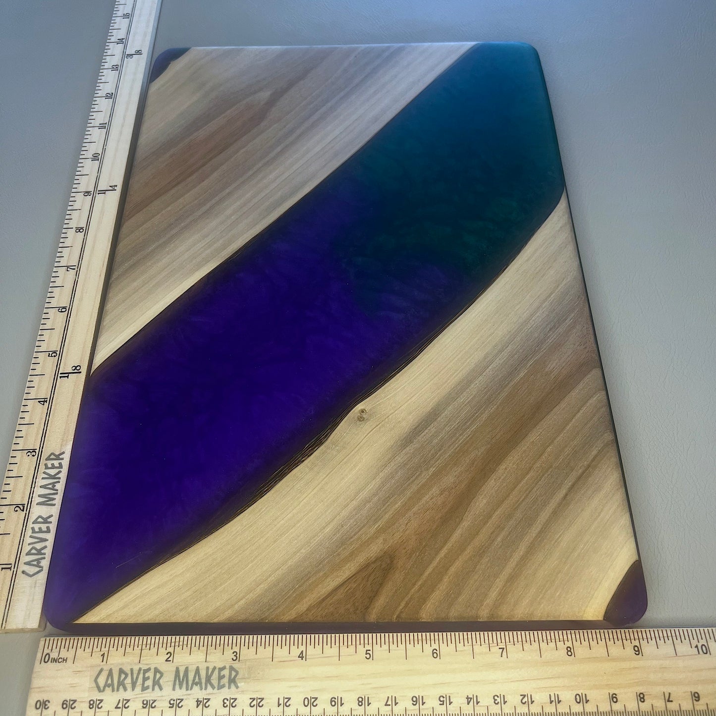 Walnut with Green and Purple Resin Serving Board