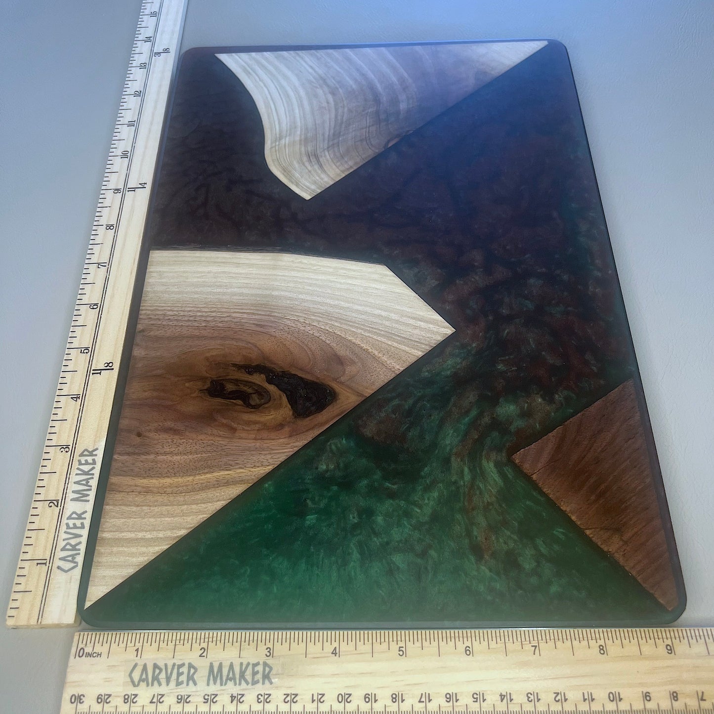 Walnut in Green and Red Resin Serving Board