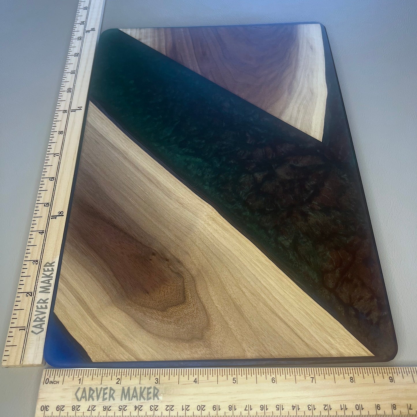 Walnut with Green and Red Resin Serving Board