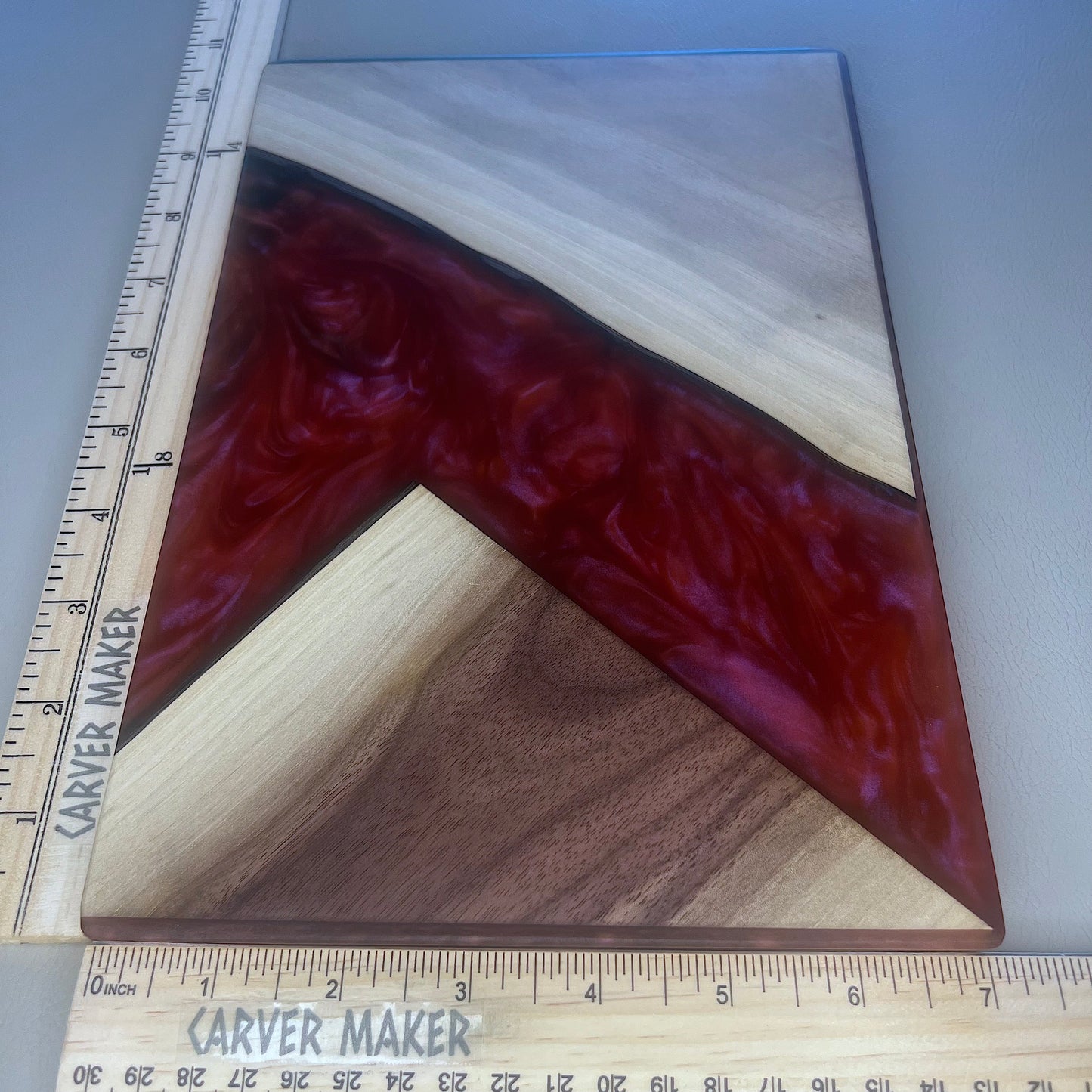 Walnut and Red Resin Butter Board