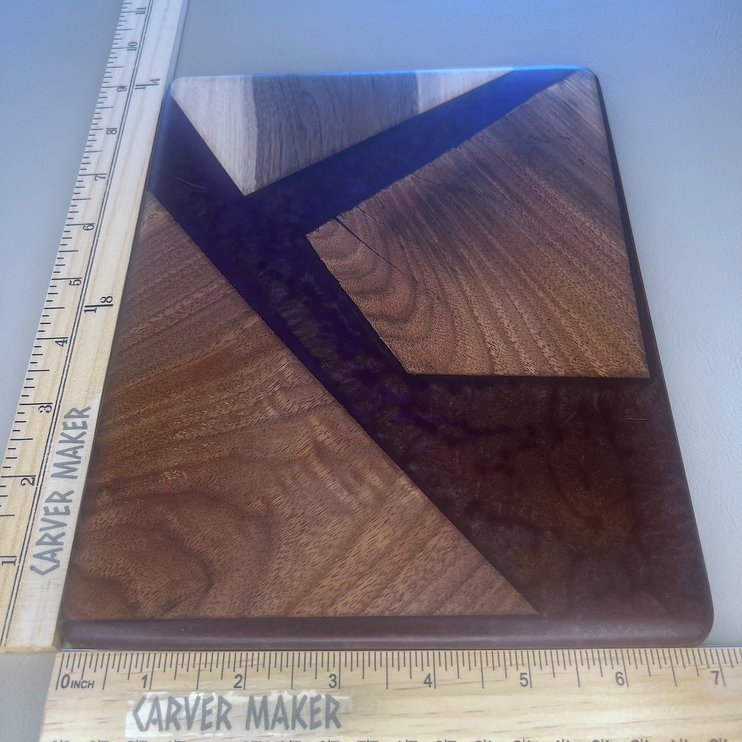 Walnut in Purple and Red Resin Butter Board