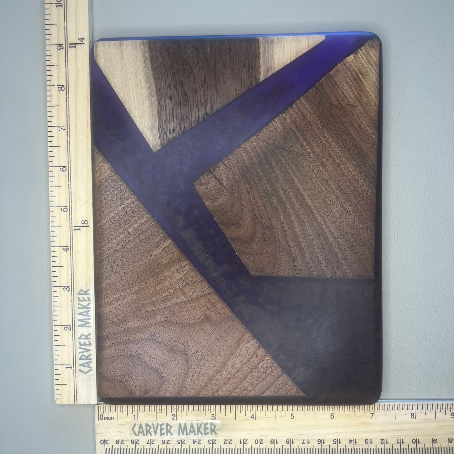 Walnut in Purple and Red Resin Butter Board