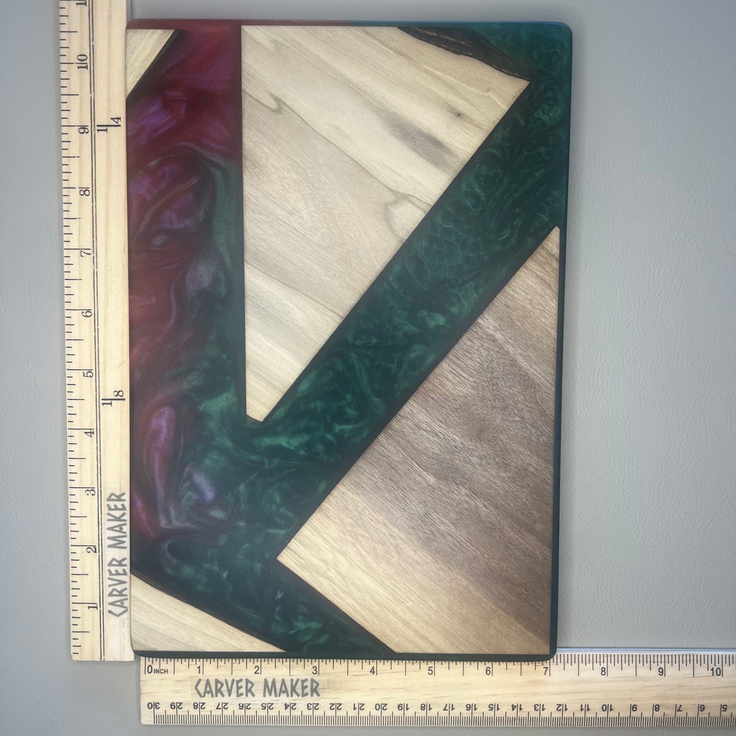 Walnut with Green and Red Resin Butter Board