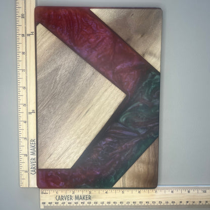 Walnut in Green and Red Resin Butter Board