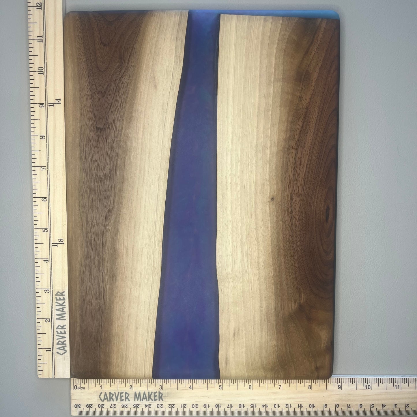 Walnut with Blue Resin River Serving Board
