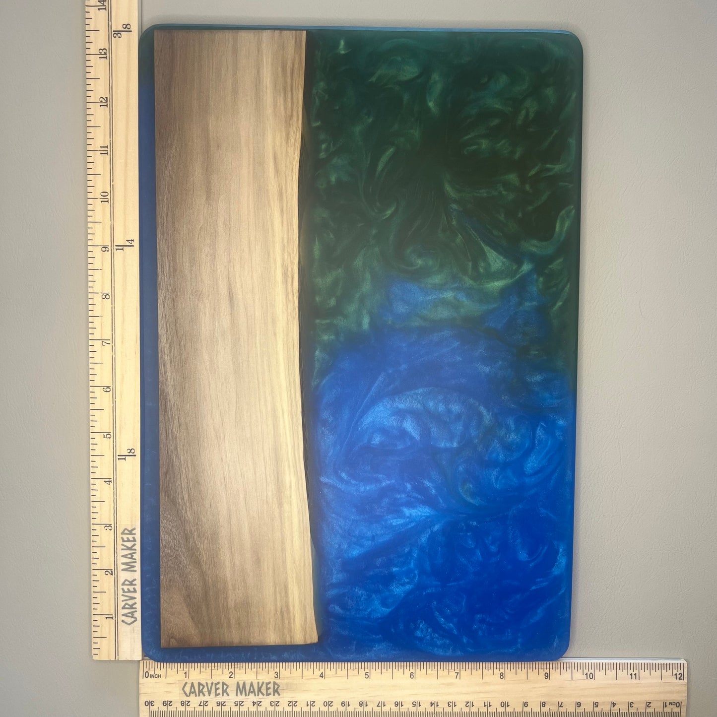 Walnut with Blue and Green Resin Serving Board