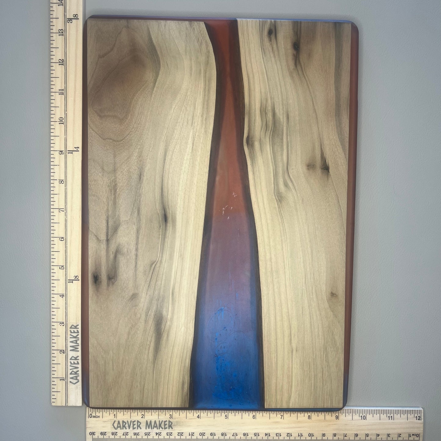Walnut with Red and Blue Resin River Serving Board