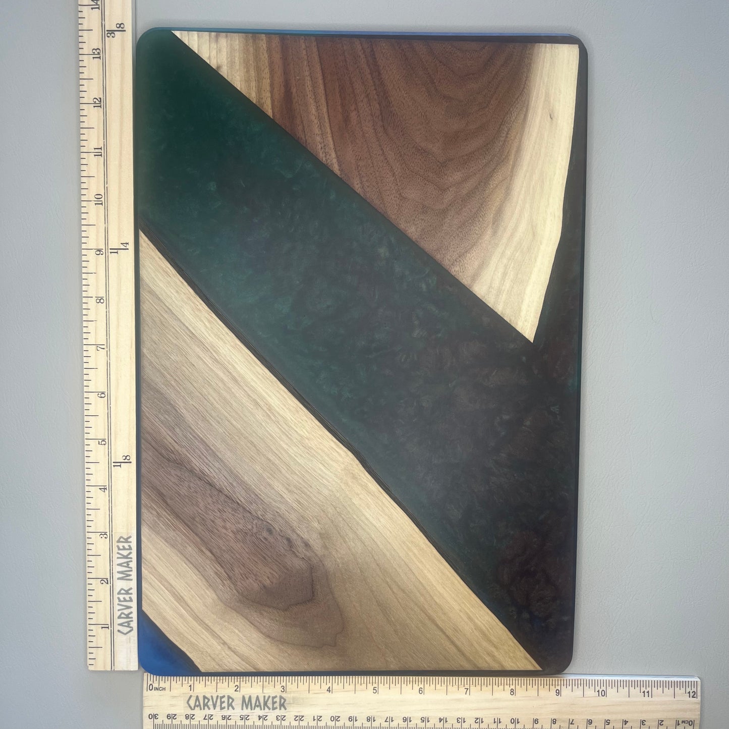 Walnut with Green and Red Resin Serving Board