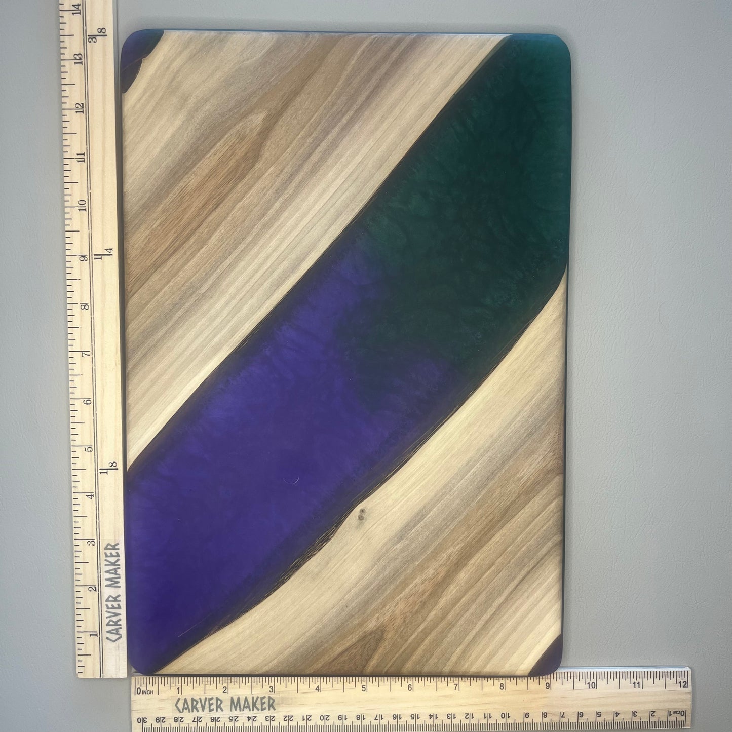 Walnut with Green and Purple Resin Serving Board