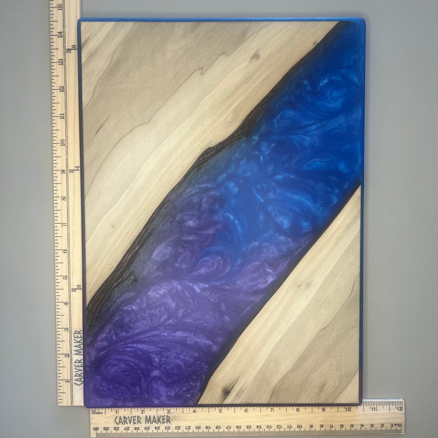 Walnut with Blue and Purple Resin Serving Board