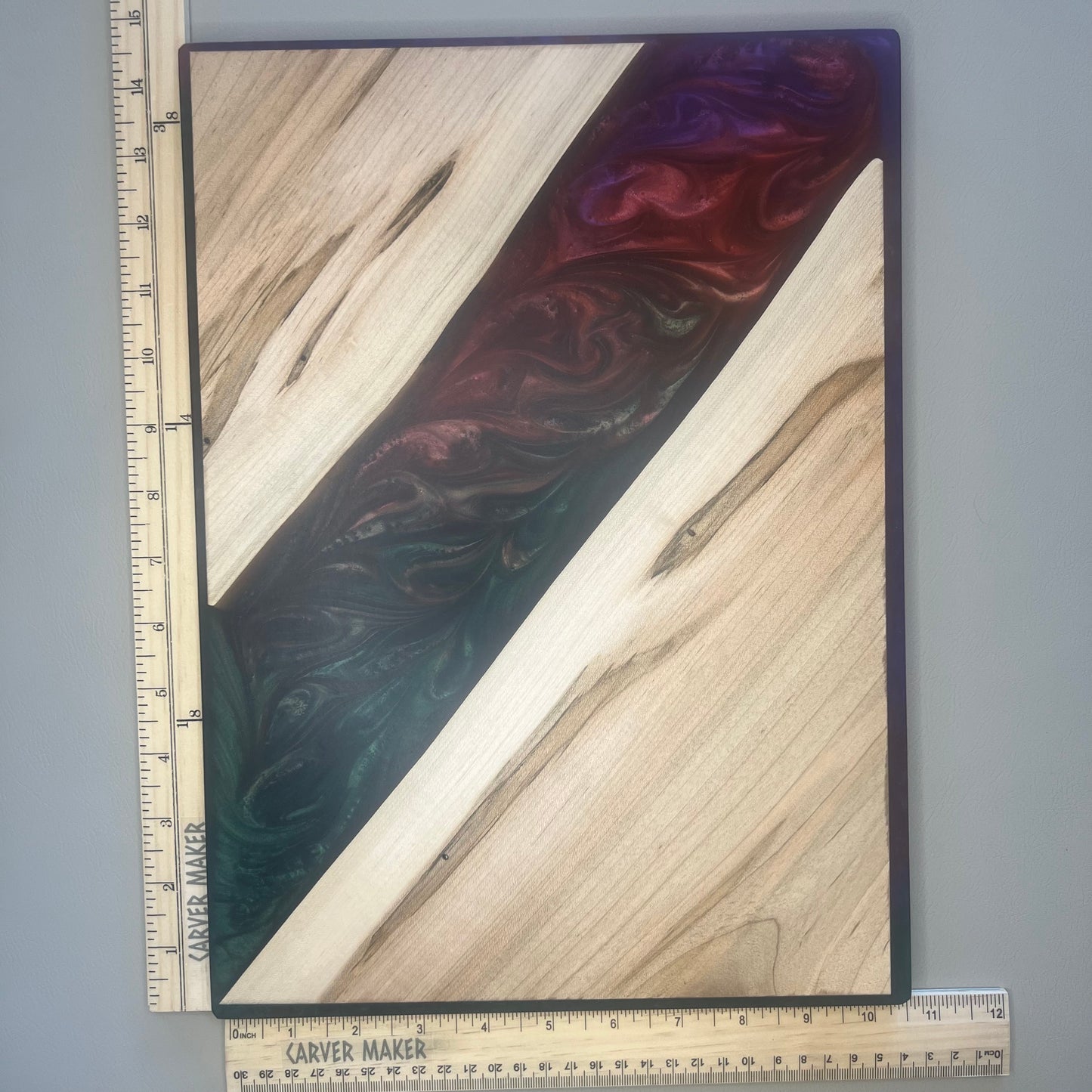 Ambrosia Maple with Red and Green Resin Serving Board