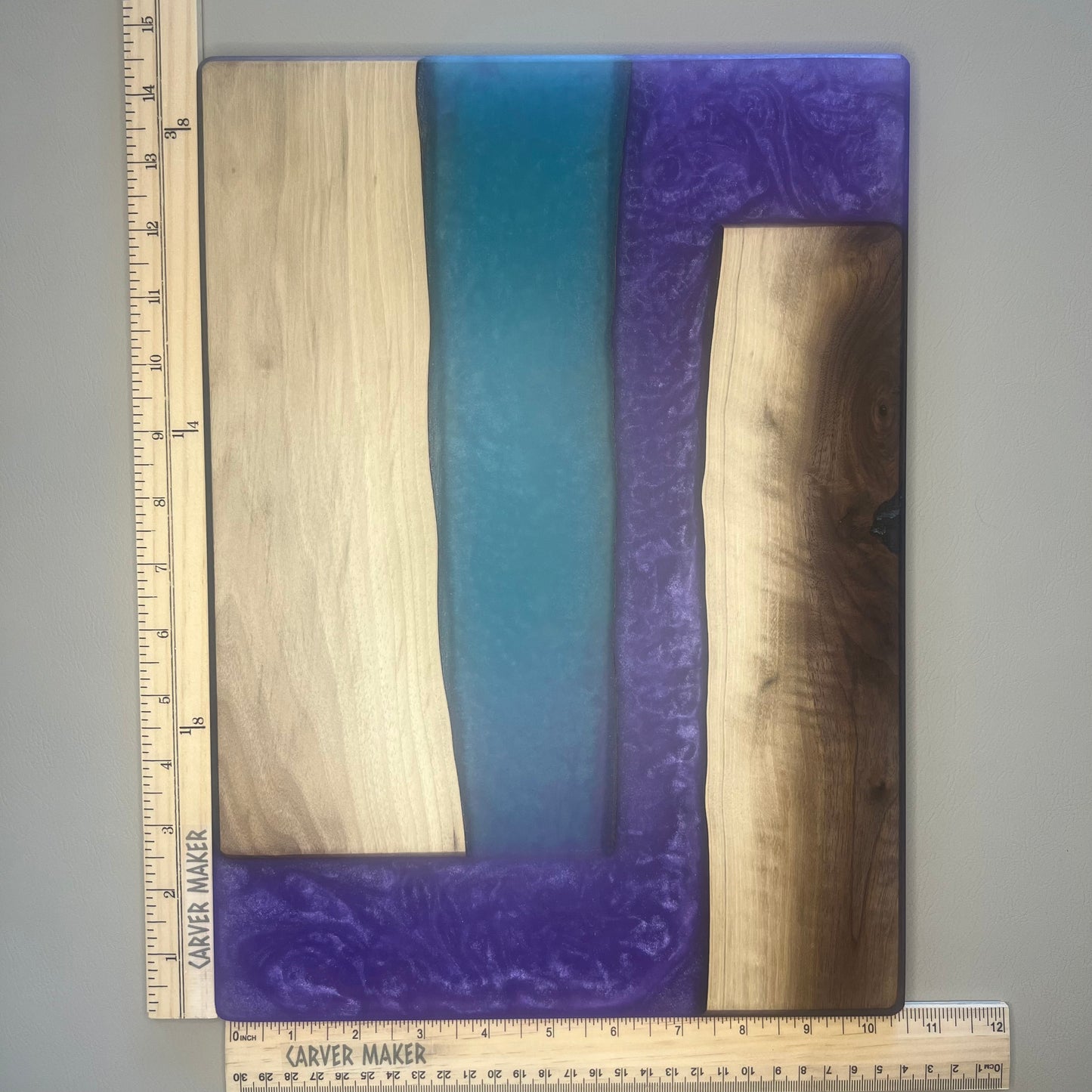 Walnut with Purple and Blue Resin Serving Board