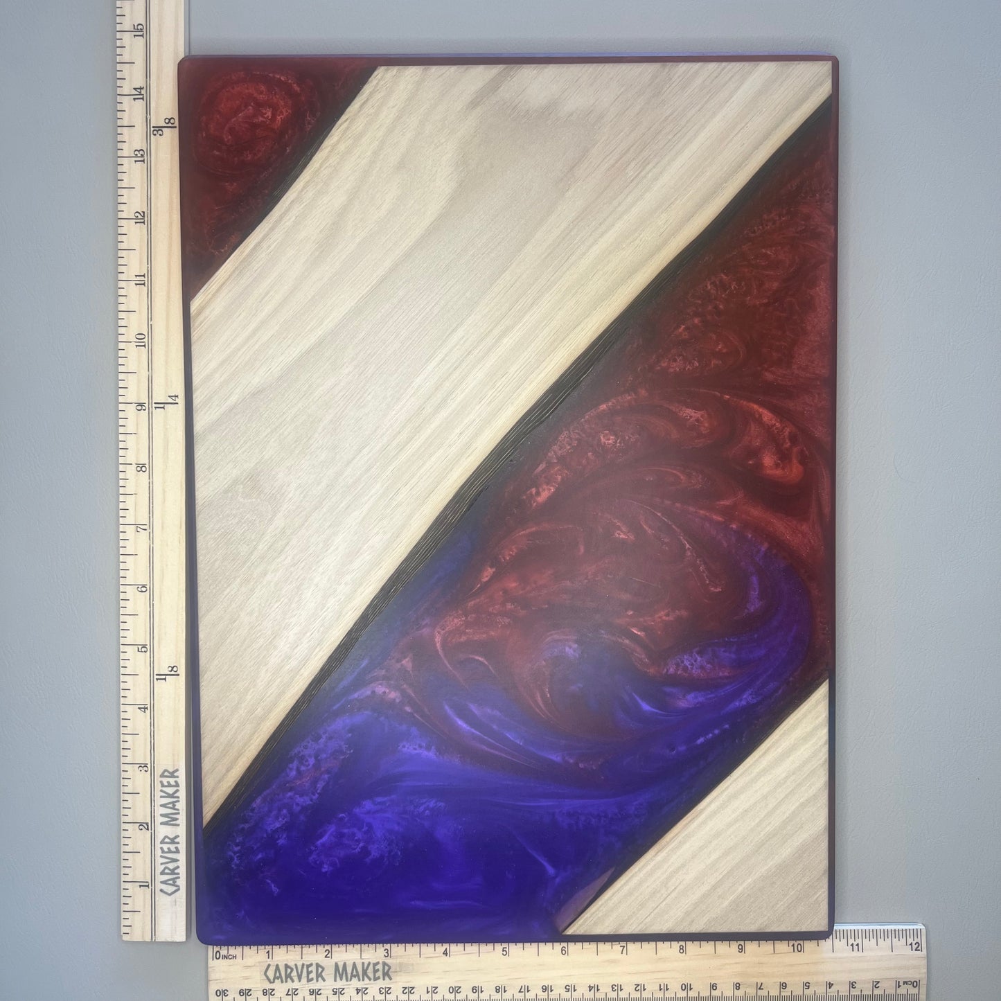 Walnut with Purple and Red Resin Serving Board