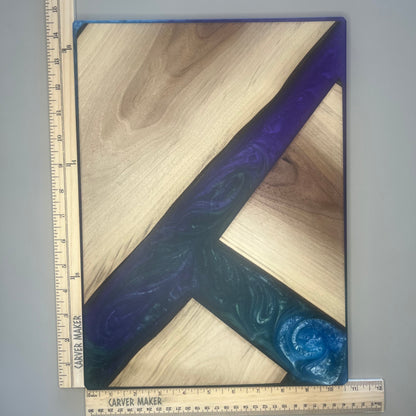 Walnut with Green, Purple and Blue Resin Serving Board