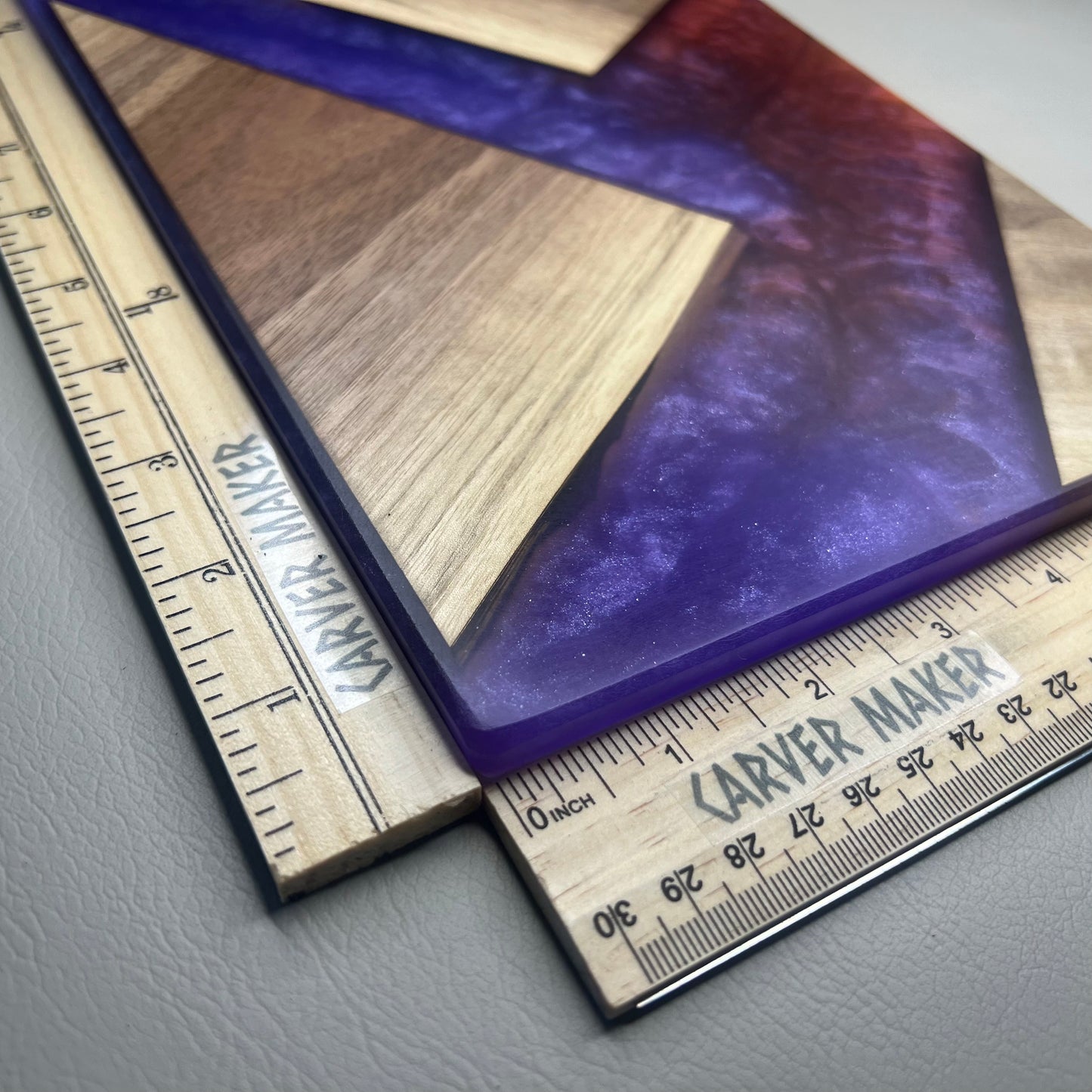 Walnut in Purple and Red Resin Butter Board