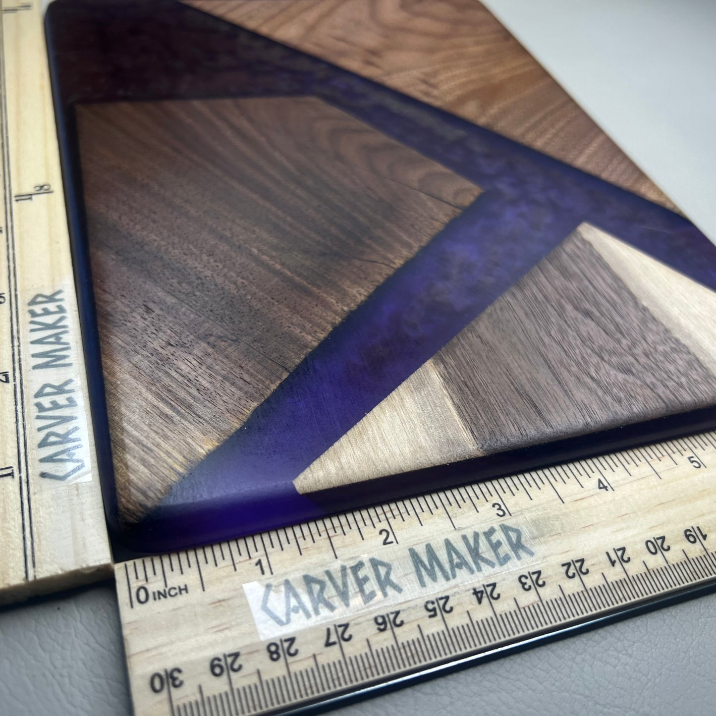 Walnut in Purple and Red Resin Butter Board