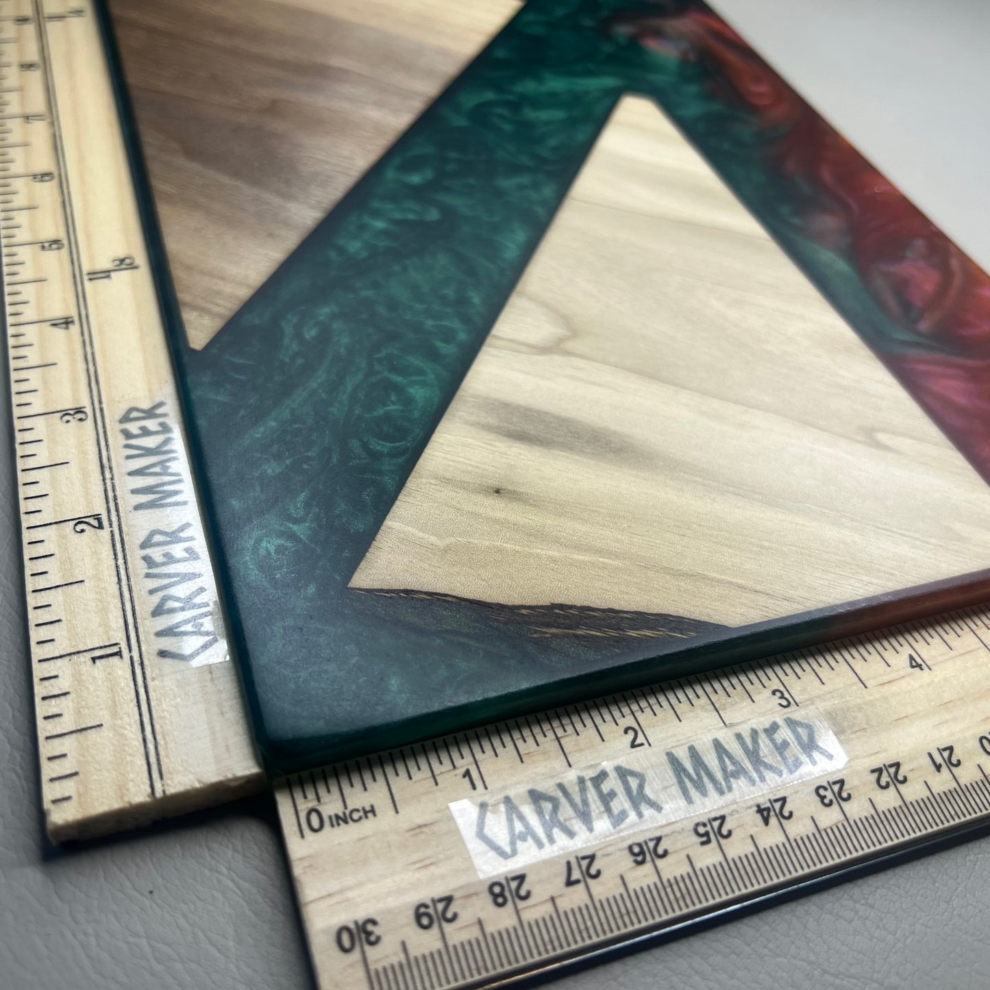 Walnut with Green and Red Resin Butter Board