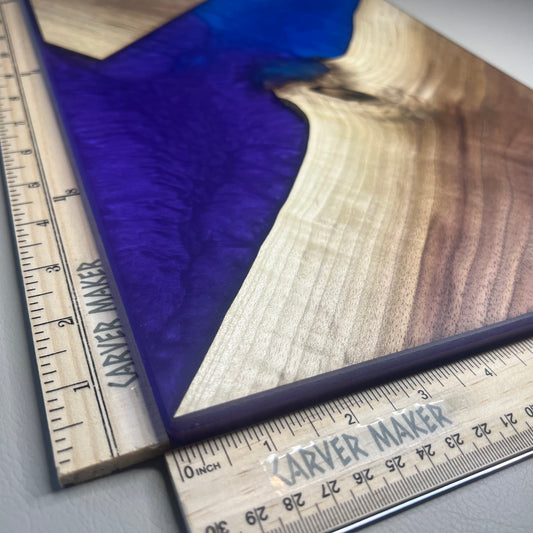 Walnut with Purple and Blue Resin Serving Board