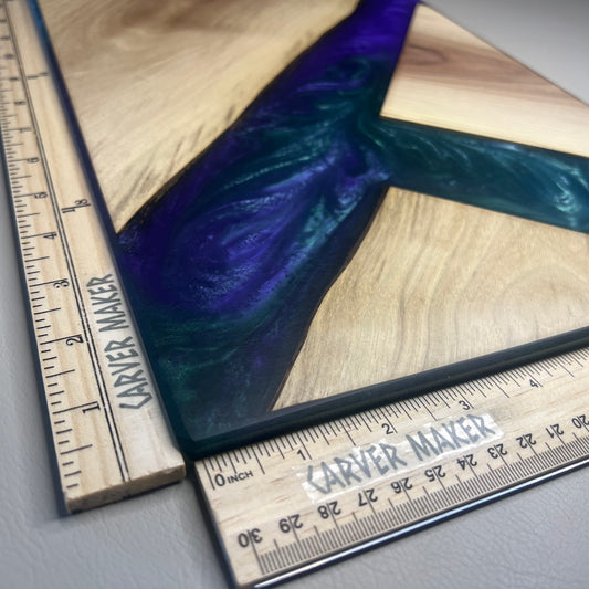 Walnut with Green, Purple and Blue Resin Serving Board