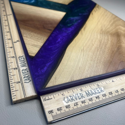 Walnut with Green, Purple and Blue Resin Serving Board