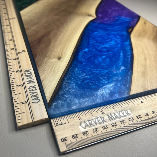Walnut with Blue, Purple and Green Resin Serving Board